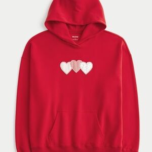 Hollister Red Hoodie with Graphic Design